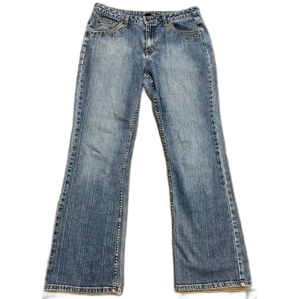ANA A New Approach Women's Studded Bootcut Jeans Size 12 Stretch Medium Wash